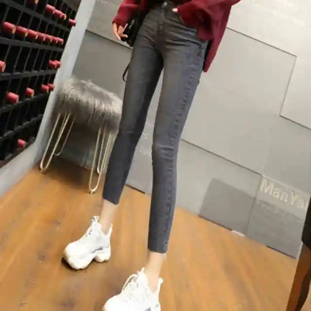 Women's Light colored Skinny Jeans Slim Fit Pencil Pants Grey - Shop at LoveMi