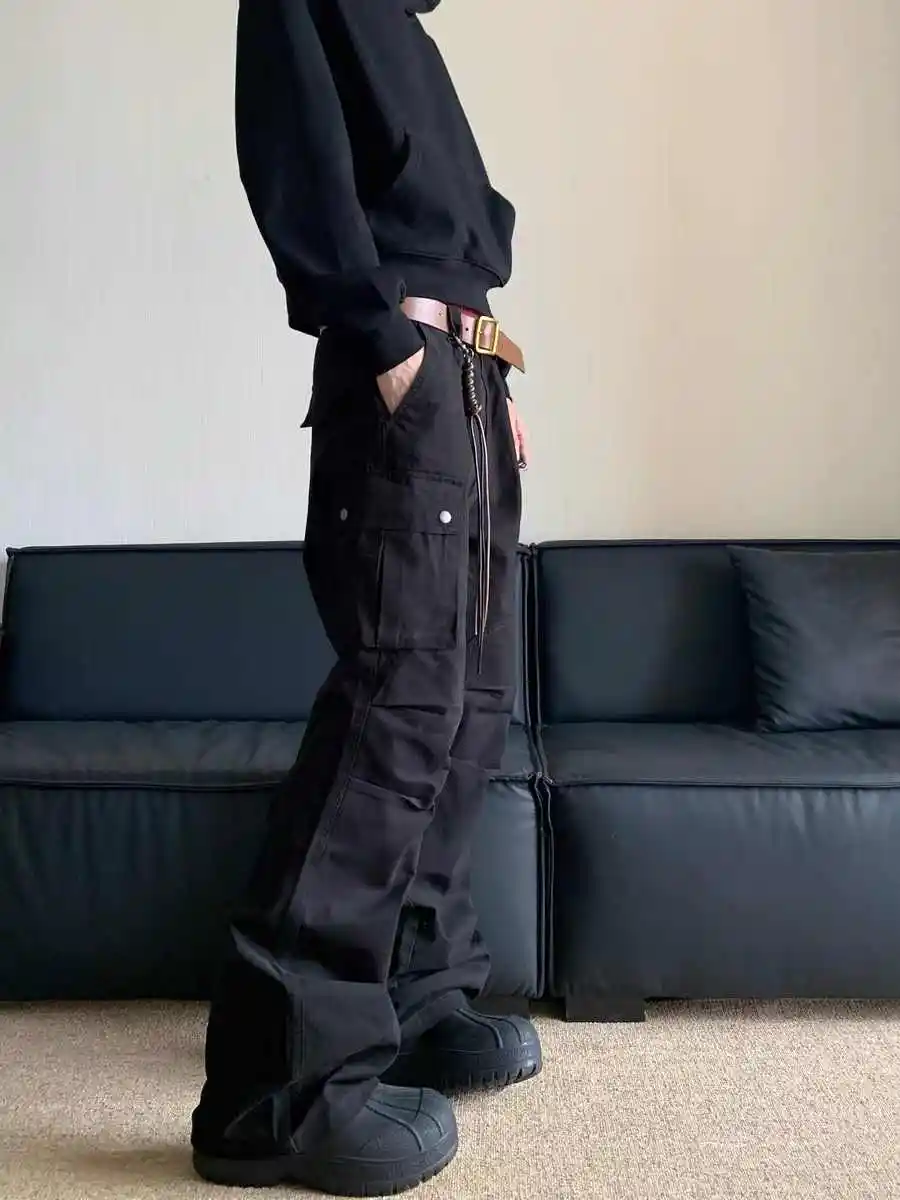 Retro Multi-pocket Cargo Pants Men's Straight Casual Paratrooper Pants
