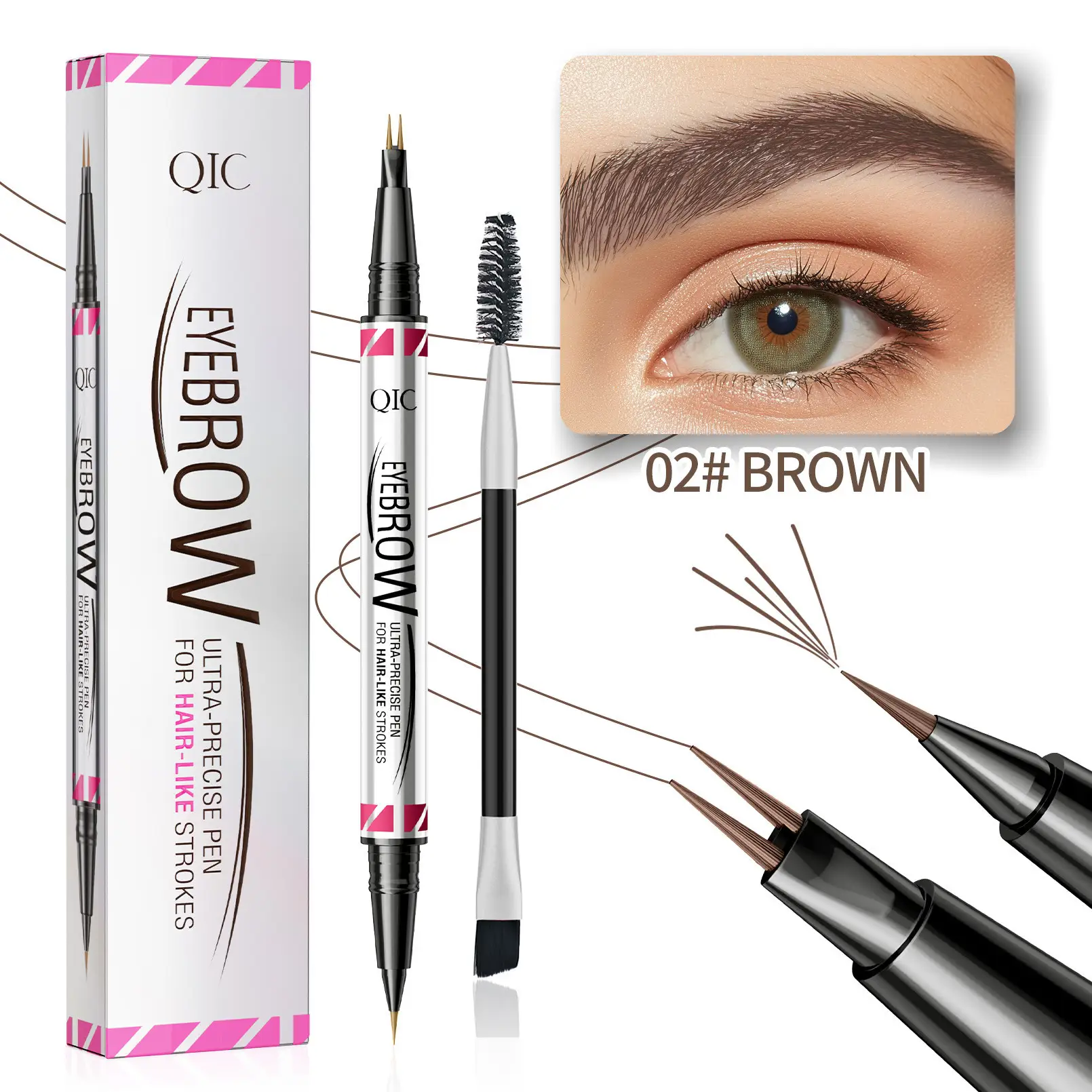 Distinct Look Sweat-proof Long Lasting Fadeless Two-fork Eyebrow Pencil