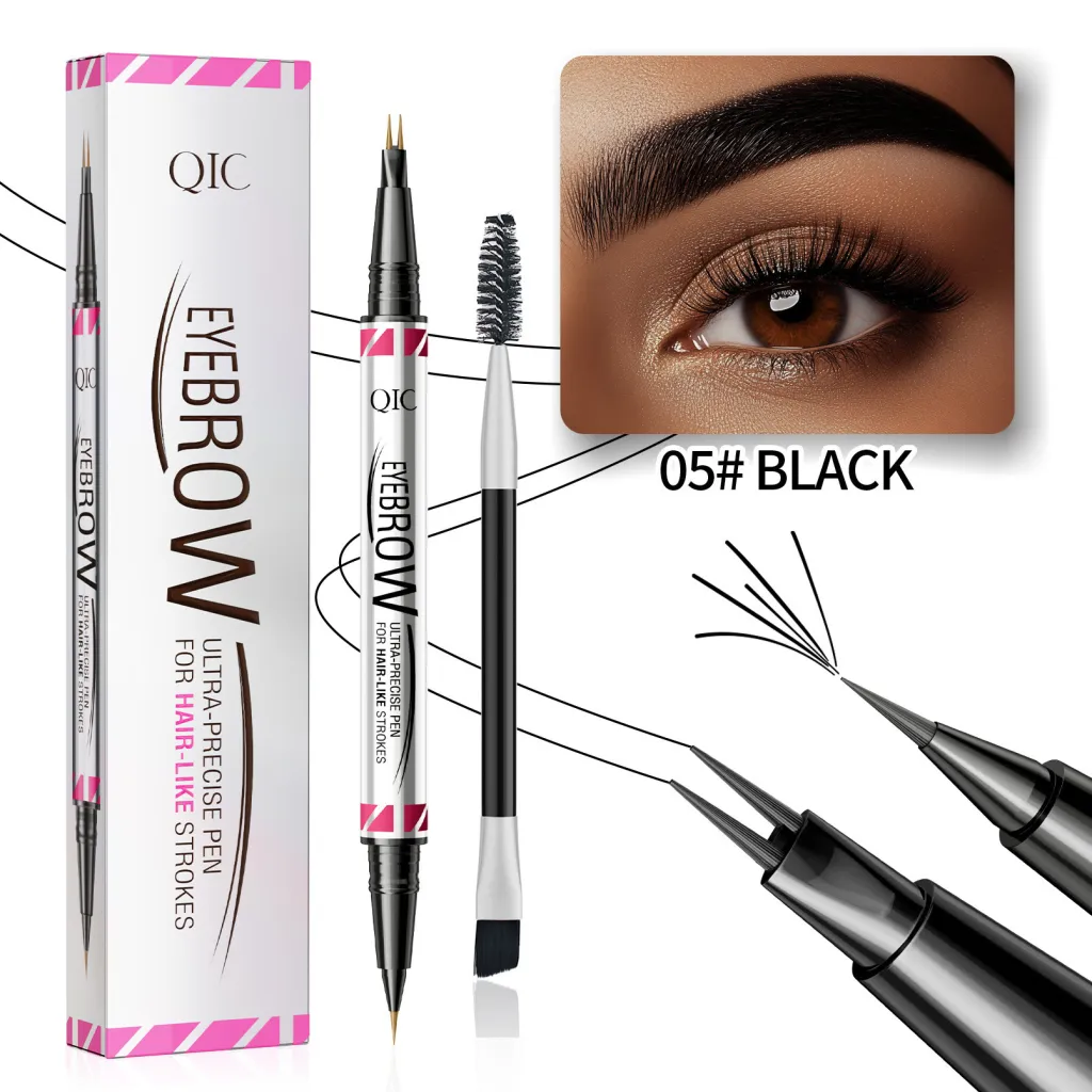 Distinct Look Sweat-proof Long Lasting Fadeless Two-fork Eyebrow Pencil - Black