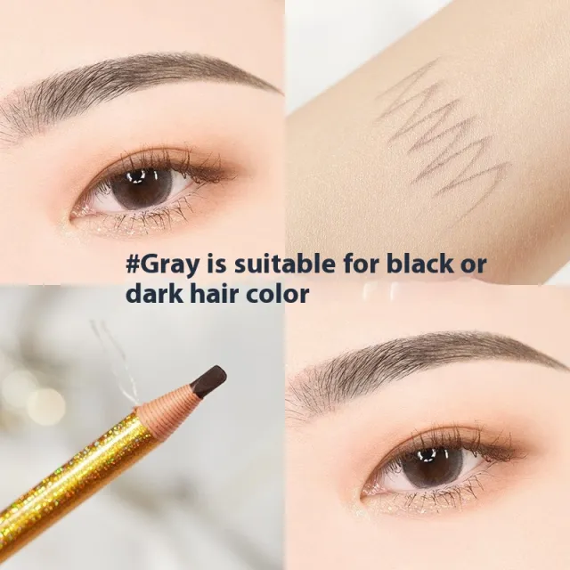 Line Drawing Waterproof Sweat proof Non fading Brushed Natural Eyebrow Pencil 06 Gray Gold Penholder - Shop at LoveMi