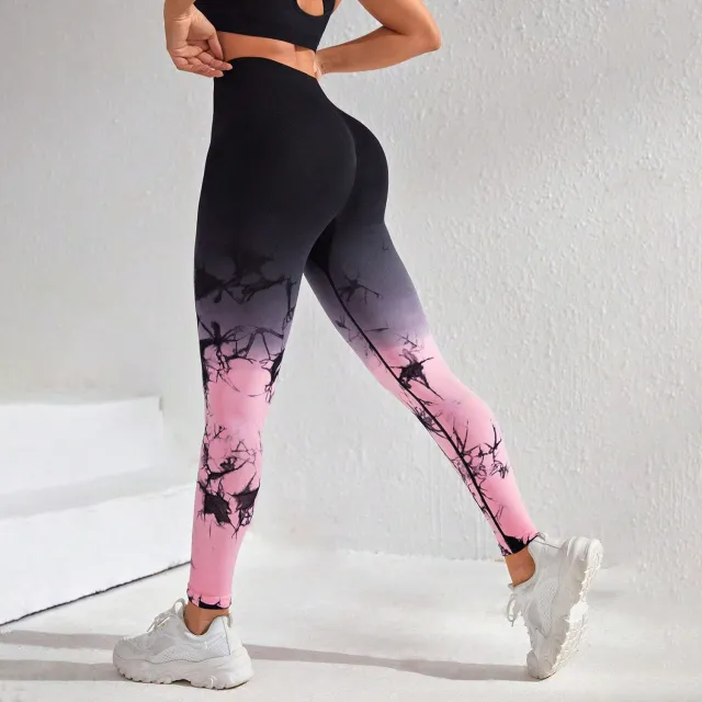 Gradient Tie dye Tight Yoga Trousers For Women Pink - Shop at LoveMi