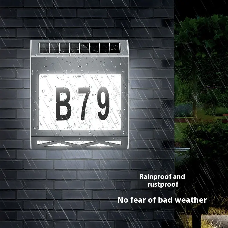 Solar Light Doorplate Outdoor Digital Waterproof LED