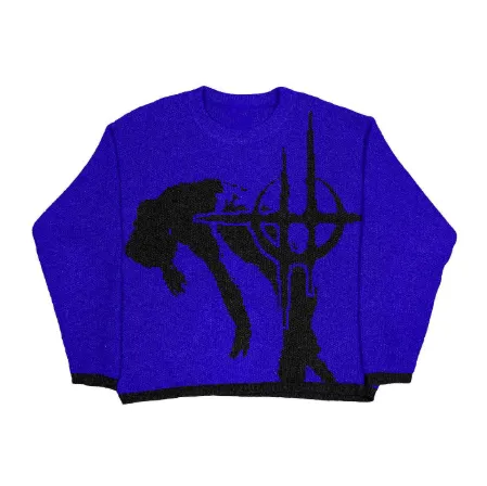 Retro Trendy Jacquard Pullover Sweater Top For Women Style 3 L - Shop at LoveMi