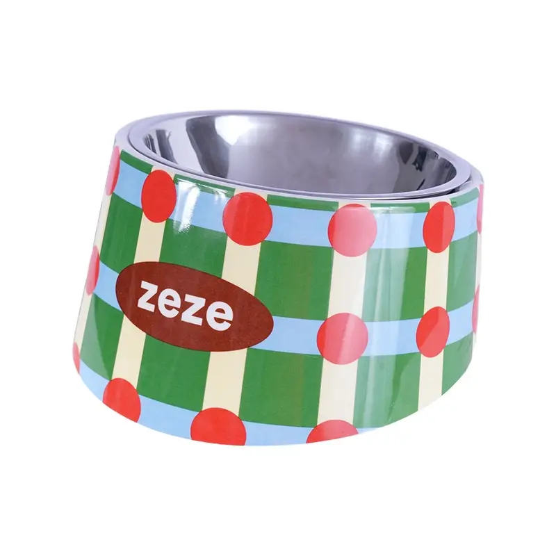 Pet Bowl Metal High Leg Oblique Bowl