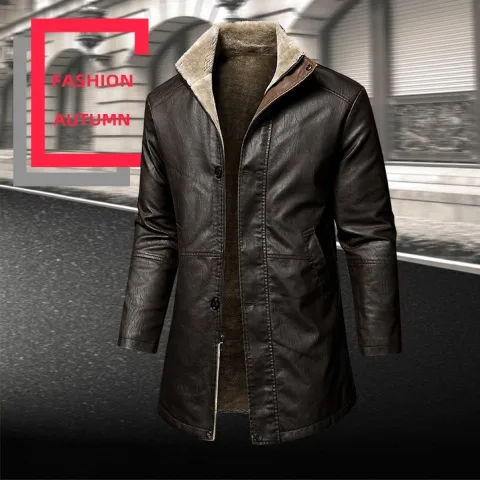 Men's Leather Extended Plus Size PU Coat