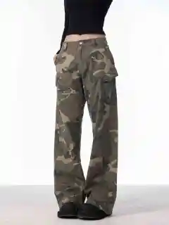 Camouflage Cargo Pants Women's Straight Loose Casual Trousers - Camouflage-S - View 1