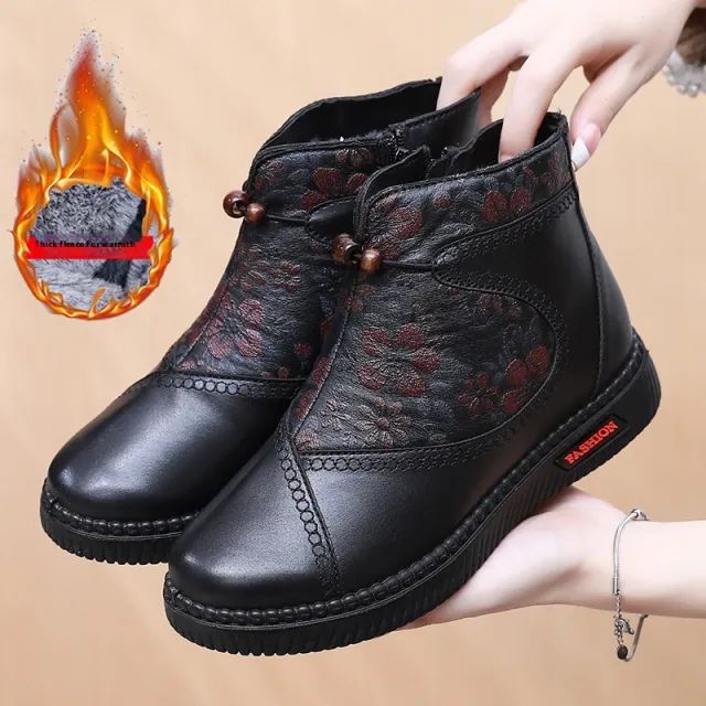 Cotton Shoes Fleece Lined Padded Warm Keeping Ankle Boots Black - Shop at LoveMi