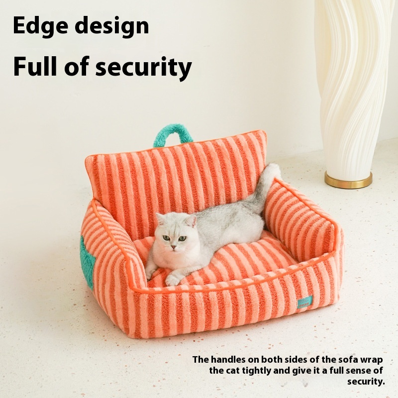 Striped Pet Bed Warm Cat Bed Four Seasons Universal Removable And Washable