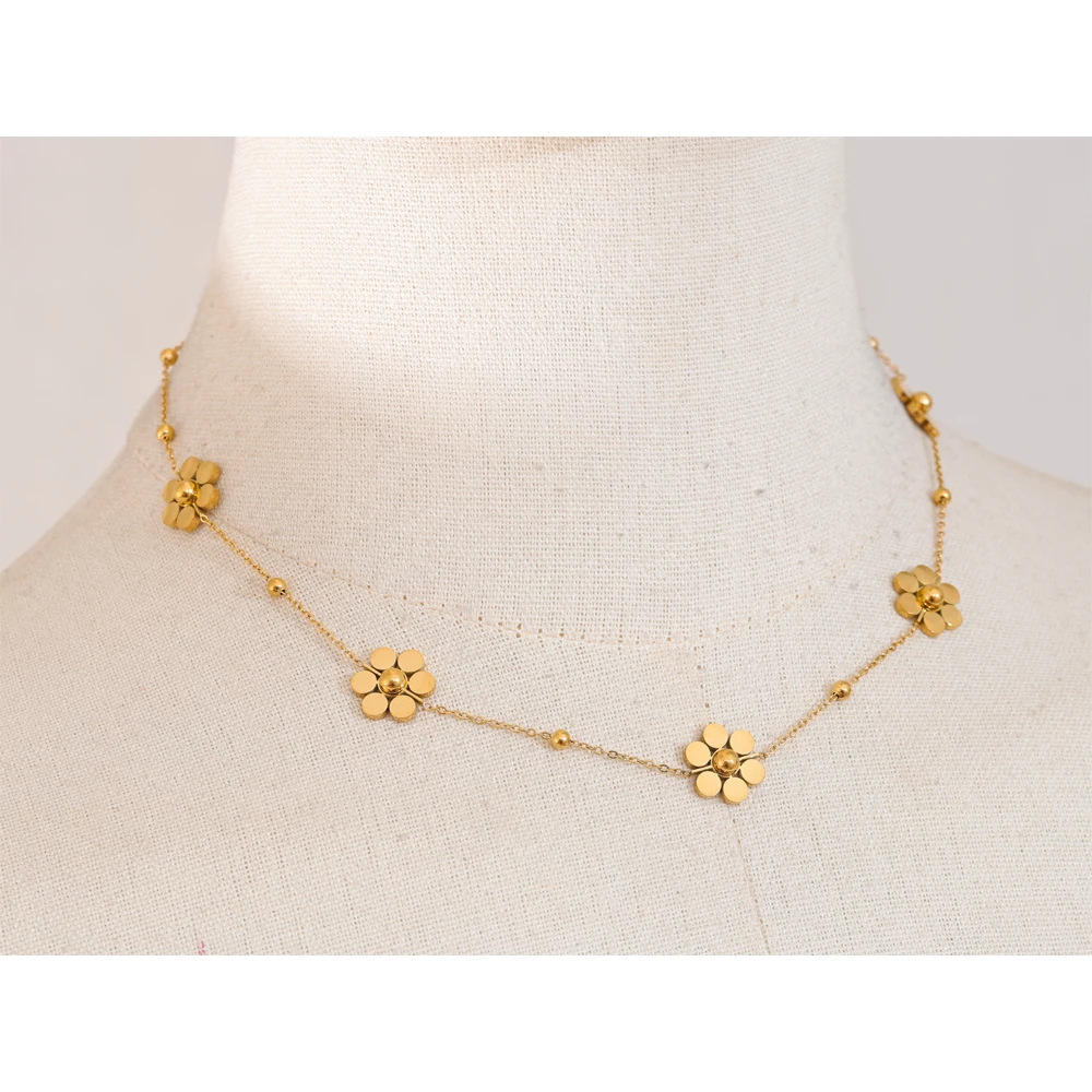Flower Ornament Stainless Steel Necklace