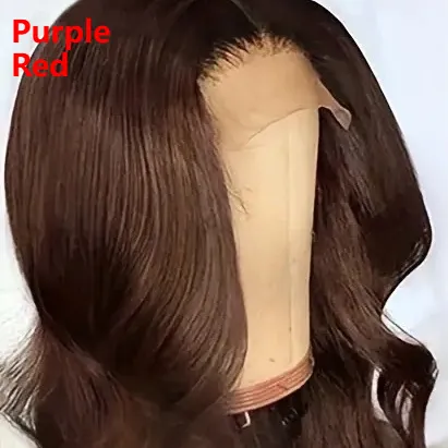 Front Lace Fashion Dark Brown Wig Big Wave Long Curly Wig Head Cover - Purplish Red