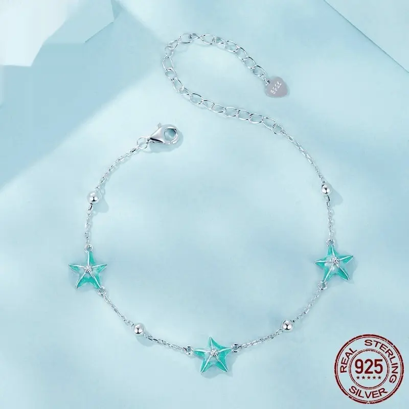 Starfish Bracelet S925 Sterling Silver White Gold Plated