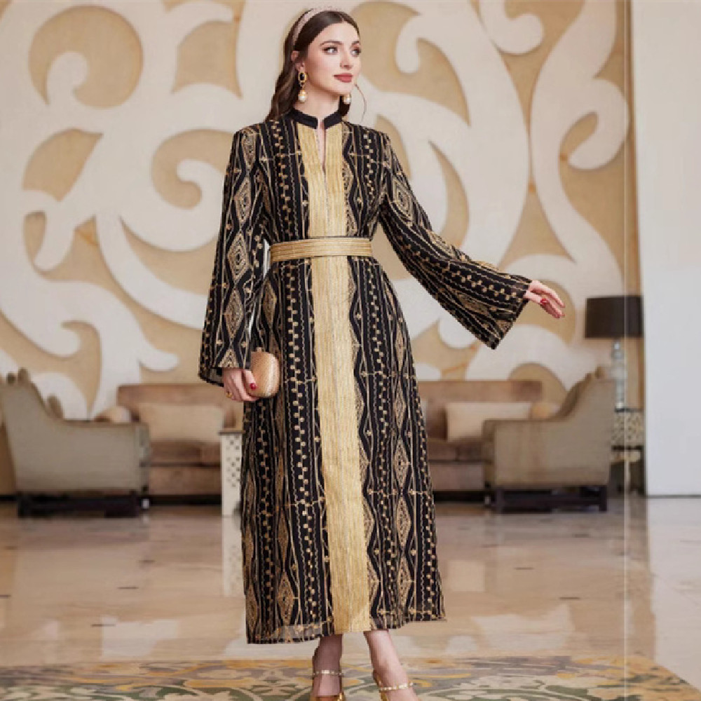 Fashion Embroidery Cinched Patchwork Dress