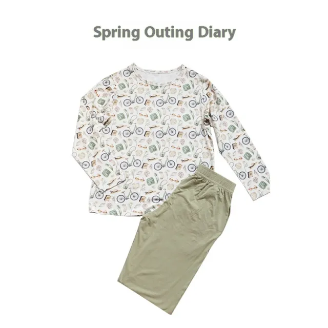 Bamboo Cotton Knitted Parent child Homewear Clothes Pajamas Suit Spring Outing Diary Adult S - Shop at LoveMi
