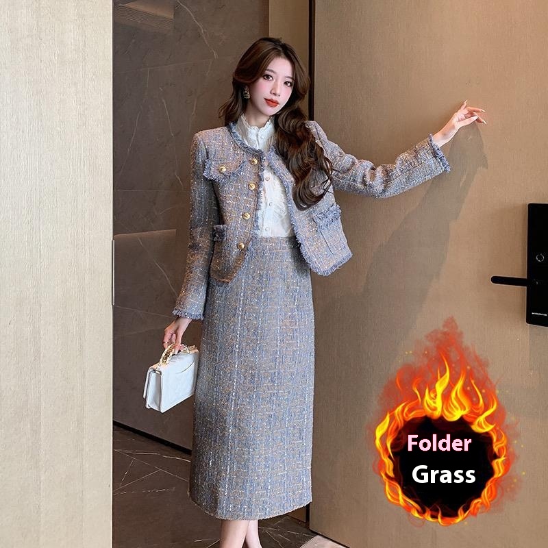 Heavy Industry Bright Silk Tassel Coat And Cap Skirt Two Stove Suit