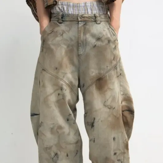 American High Street Retro Washed Tie-dye Worn Jeans