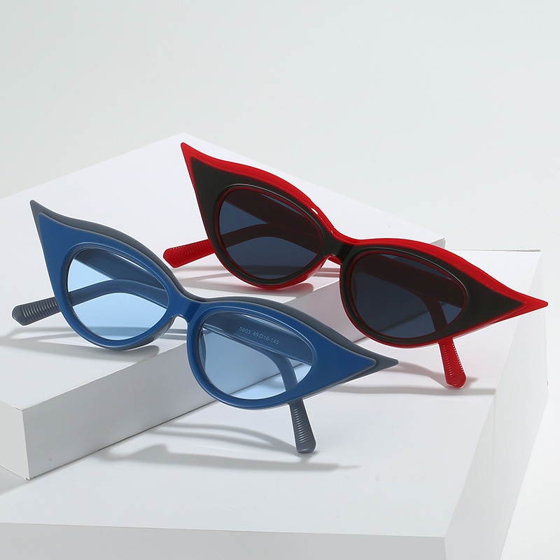 Cat eye pointed model sunglasses (black frame black gray