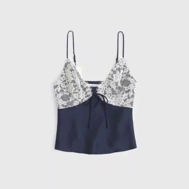 Hollow Lace Sling Spaghetti strap Camisole Top Shirt Blue - Shop at LoveMi