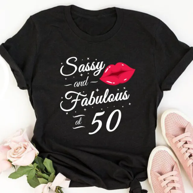 Round Neck Printed Women's T shirt Fashion Short Sleeve Black - Shop at LoveMi