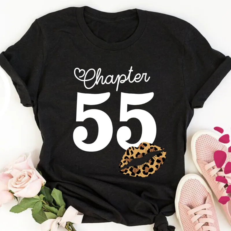 Round Neck Printed Women's T-shirt Fashion Short Sleeve - Black