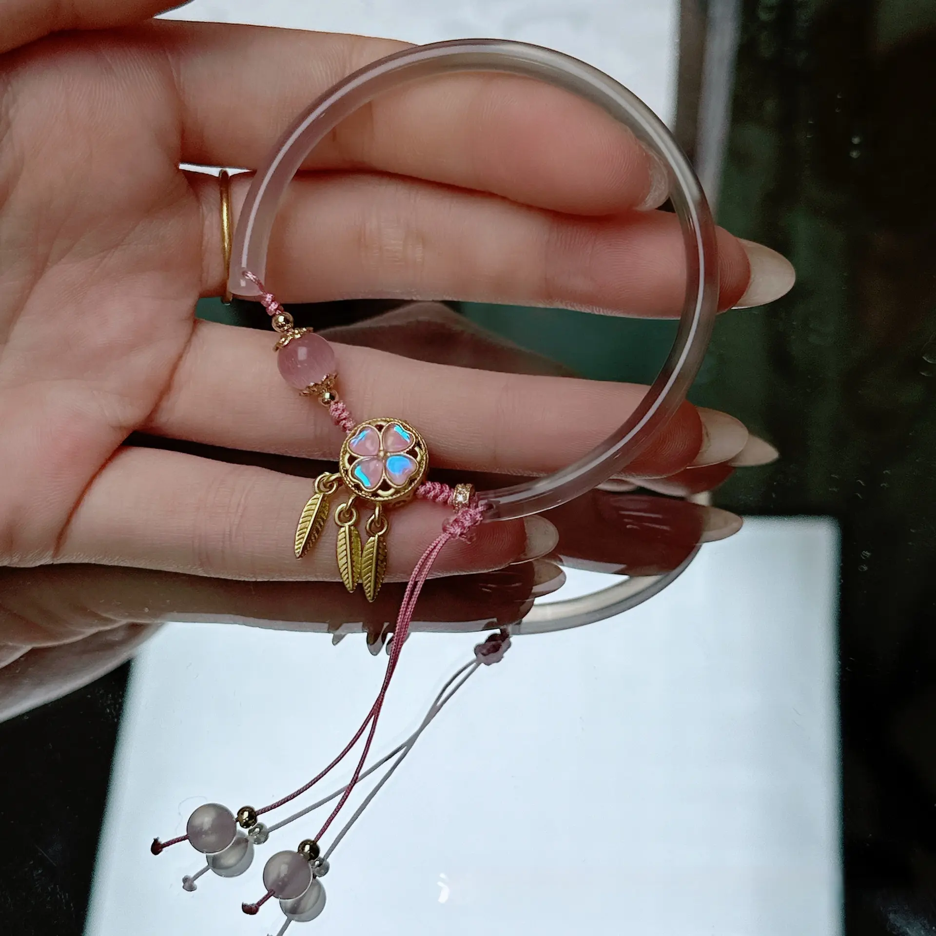 Natural Chalcedony Bracelet Dreamcatcher Original Design Bracelet