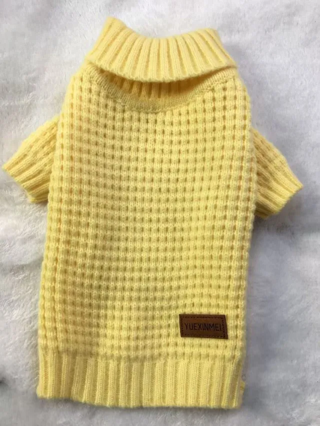 Pet Turtleneck Knitting Sweater Cat Dog Clothes Yellow - Shop at LoveMi