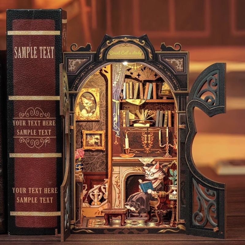 Handmade Diy Miniature Mini Cottage Model Three-dimensional Assembly Book Stand