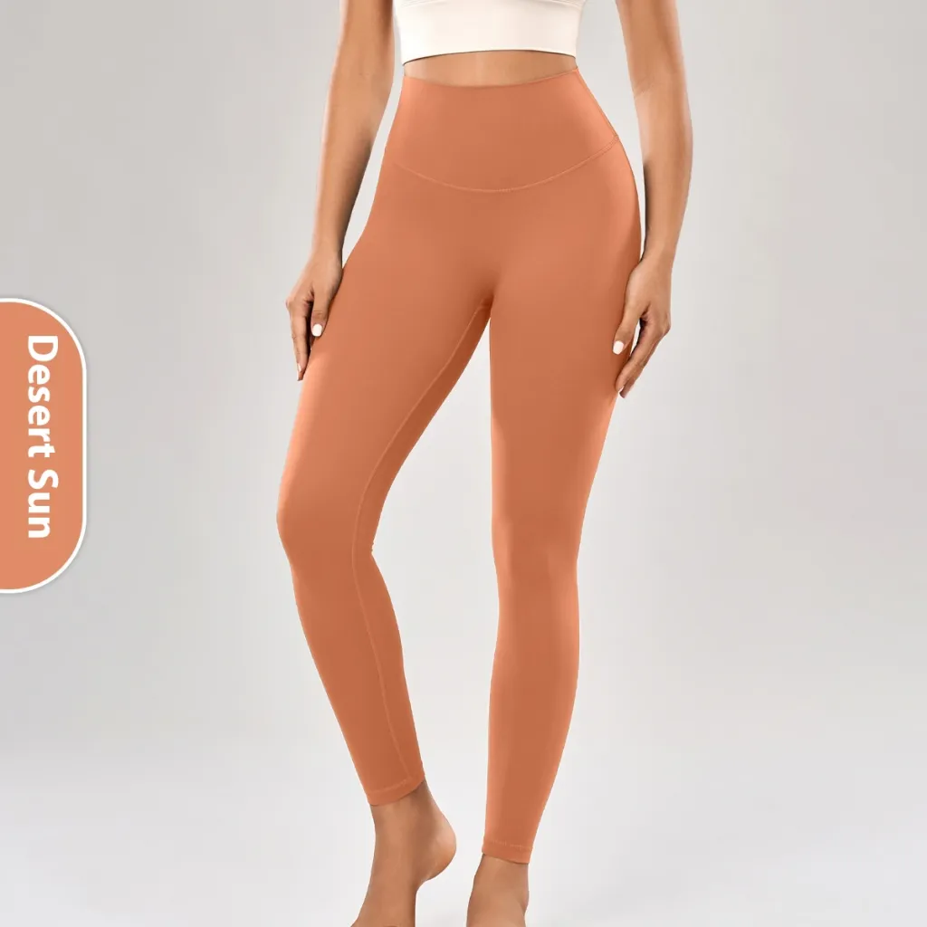 Waist Back Pocket Slim Fit Fitness Pants - Desert Sunshine