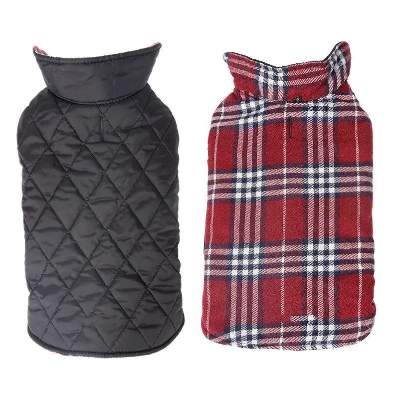 waterproof reversable lattice pet dog suit jacket pet dog clothes spot - Red