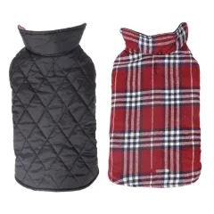 waterproof reversable lattice pet dog suit jacket pet dog clothes spot - Red - View 1