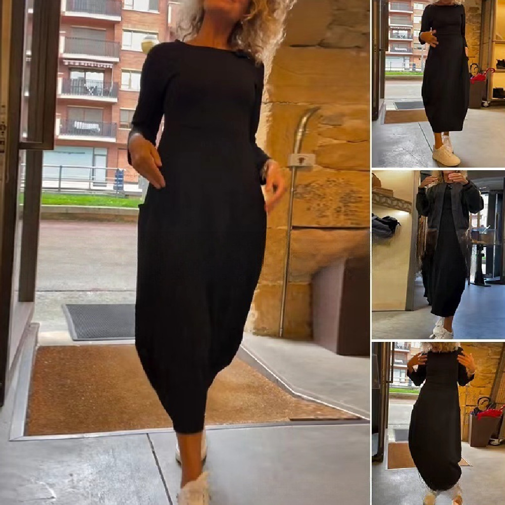 Fashion Personality Solid Color Knitted Dress Women