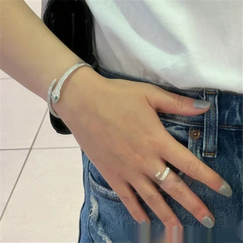 金色银色灵蛇女开口手镯