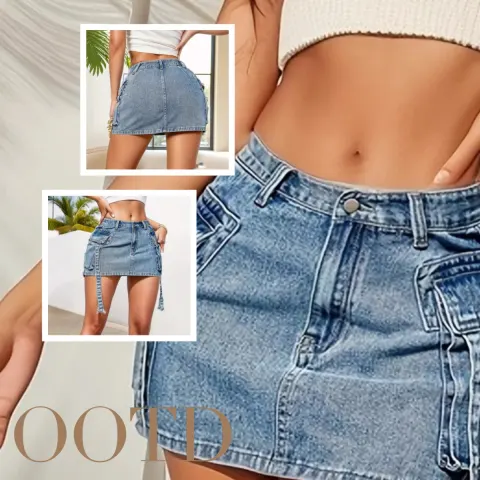 Women's Fashion Y2k Denim Mini Skirt Low Rise Sexy