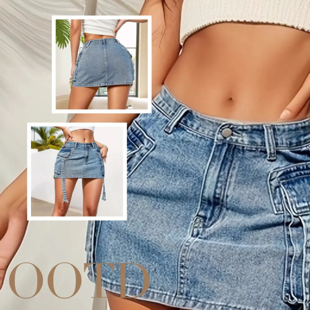 Women's Fashion Y2k Denim Mini Skirt Low Rise Sexy