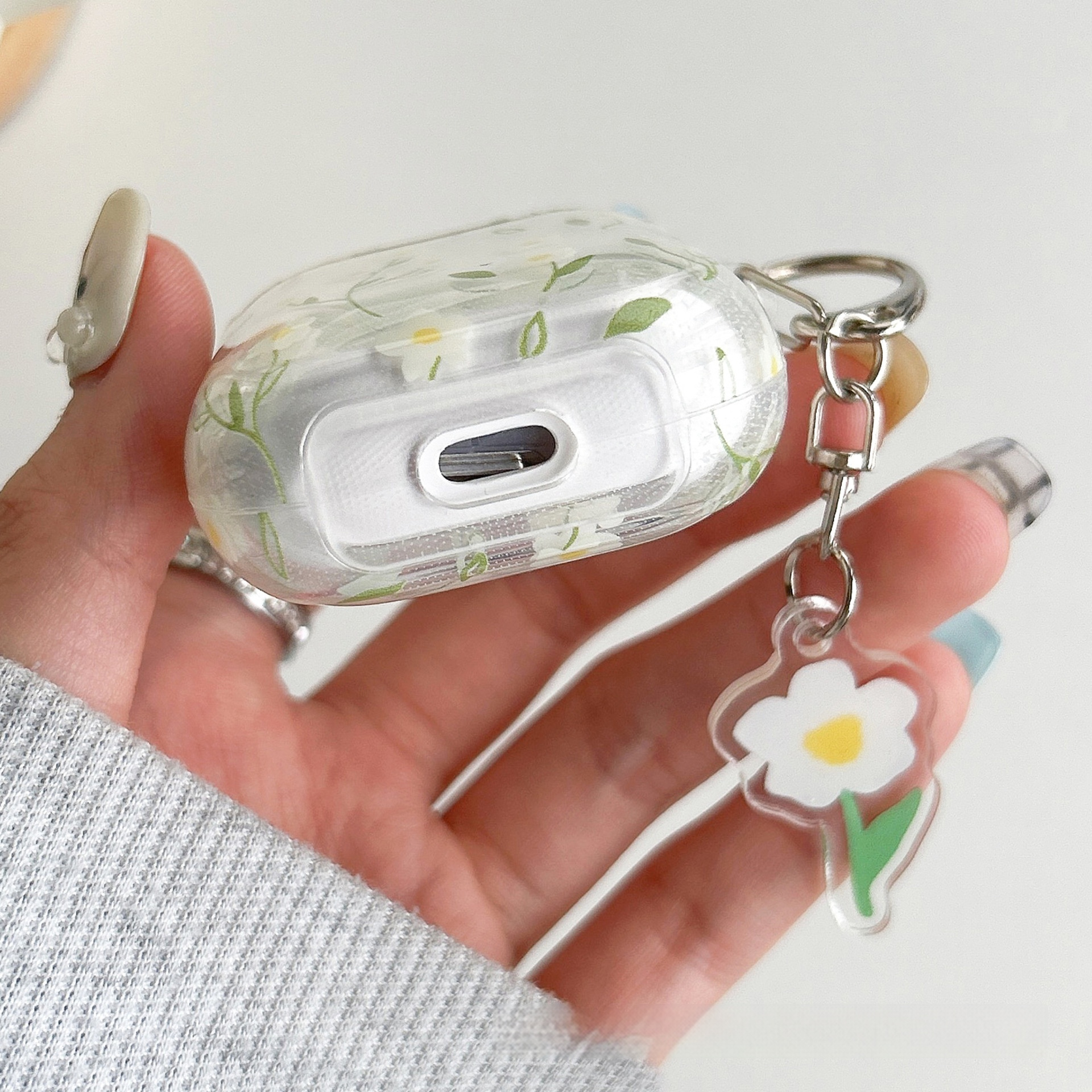 Bluetooth Headset Protective Cover White Floral High Transparent