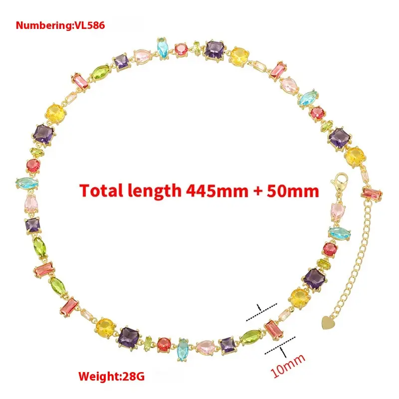 Cross-border Candy Color Special-shaped Zircon Stitching Bracelet Necklace