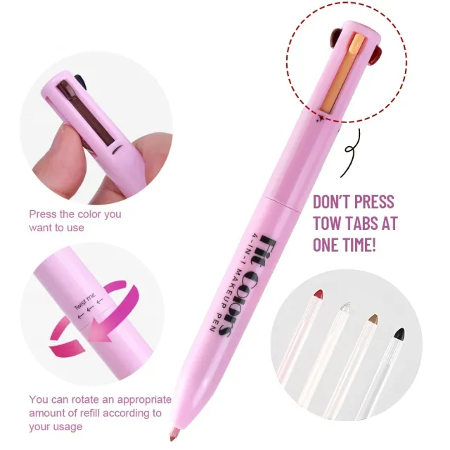 Four in one Multifunctional Portable Cosmetic Brush Pink - Shop at LoveMi