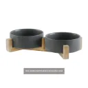 Gray Double Bowl Wooden Rack