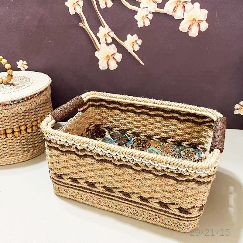 Hand Woven Hemp Rope Storage Basket, picture 4 of 5