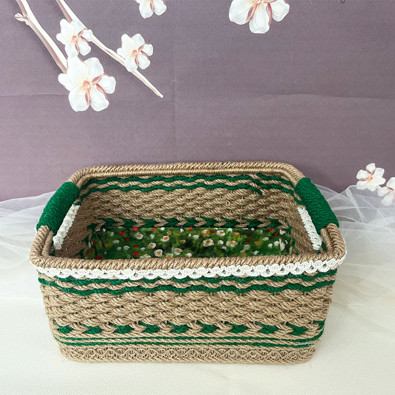 Hand Woven Hemp Rope Storage Basket