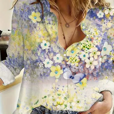 Women's Fashionable Simple Printed Long sleeved Shirt Jiuhxing108 - Shop at LoveMi