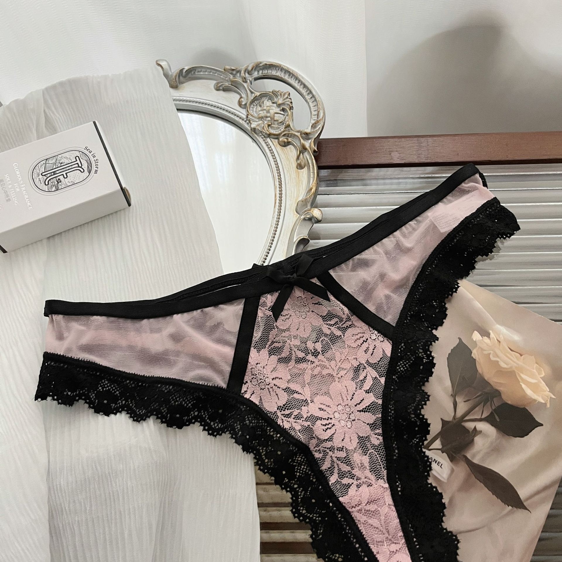 Black Pink Lace Panties