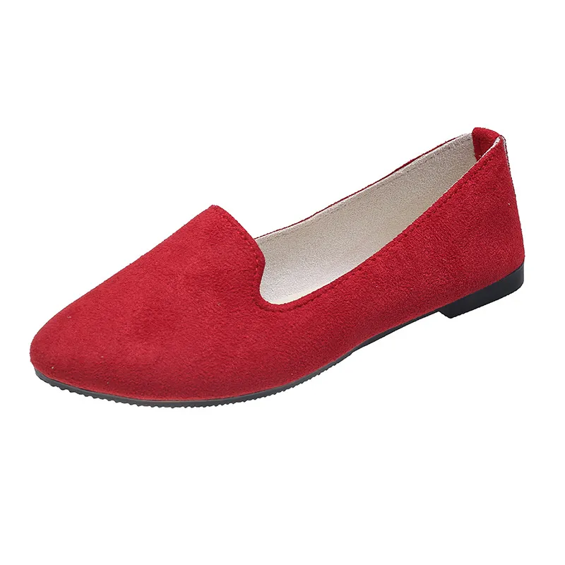 Spring And Autumn Women's New Candy Color Work Flat Shoes - Red