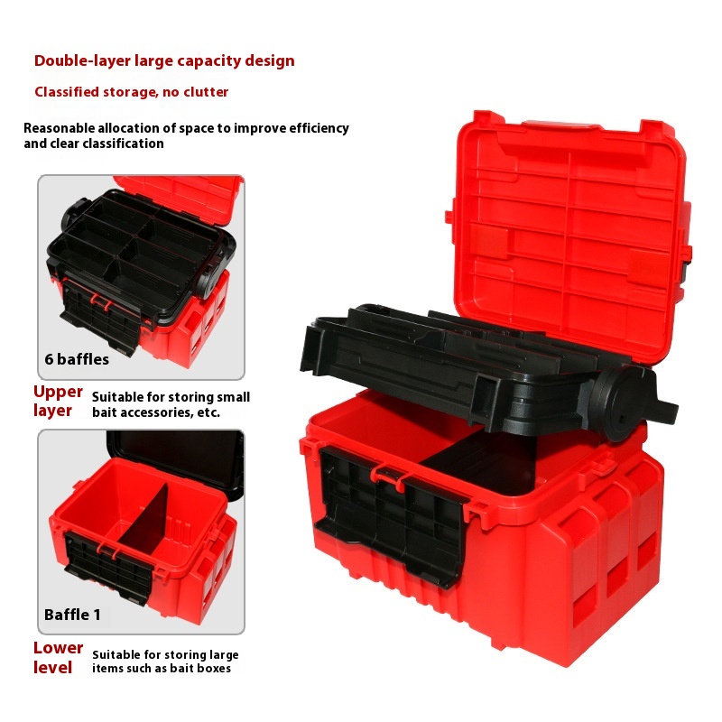 Portable Double-layer Large Bait Box Can Sit Fishing Box