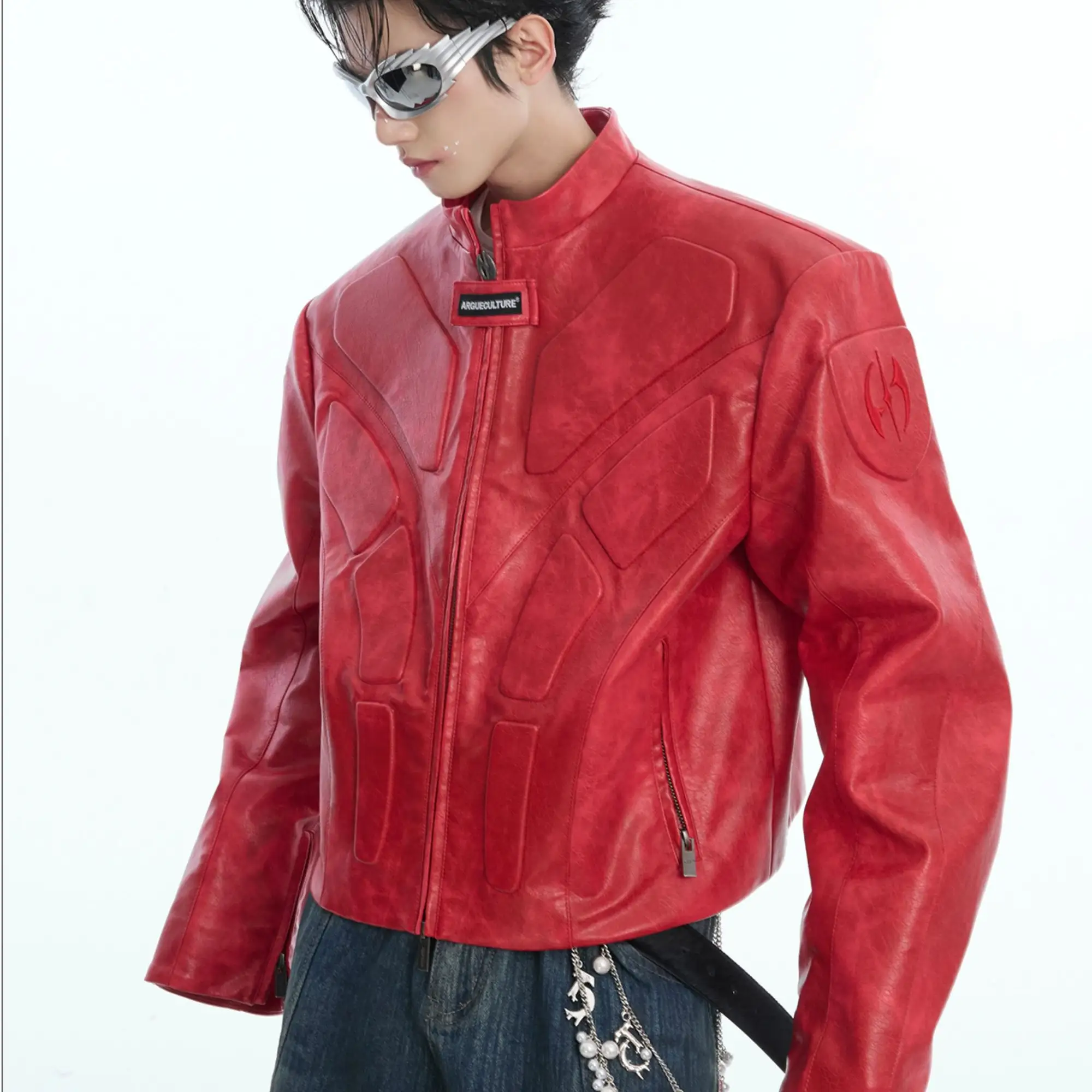 Niche Three-dimensional Relief Deconstruction Stand Collar Profile Jacket Coat