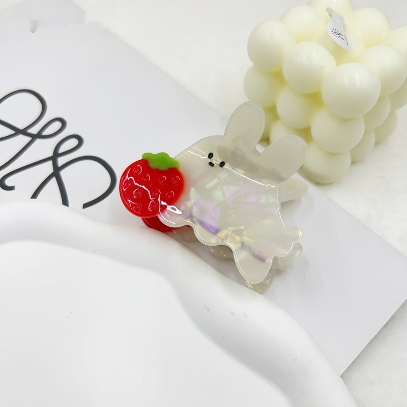 Strawberry Bunny Grip Cute Stitching Contrast Color