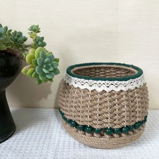 Twine Hand Woven Sundry Basket Table Hand Woven Desktop Cylinder Storage Basket