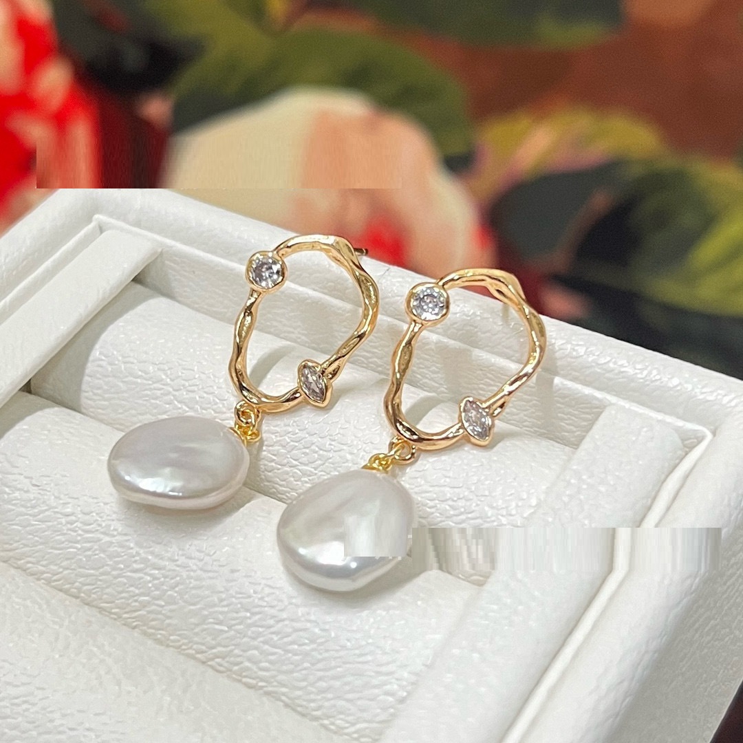 Fashion Simple Freshwater Pearl Vintage Ring Earrings For Women