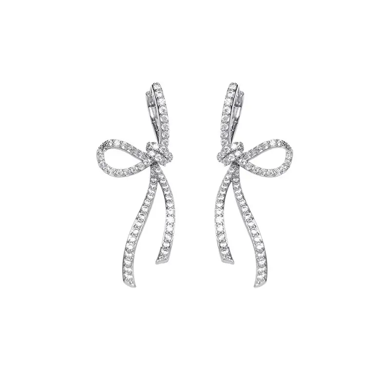 French Style Full Zirconium Bow Ear Clip Without Pierced Mosquito Coil
