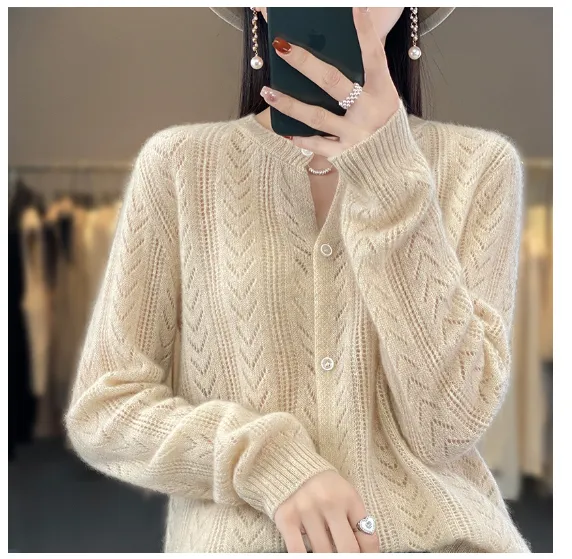 Slimming Cardigan Knitwear Loose Top Coat - Qingrong Rice